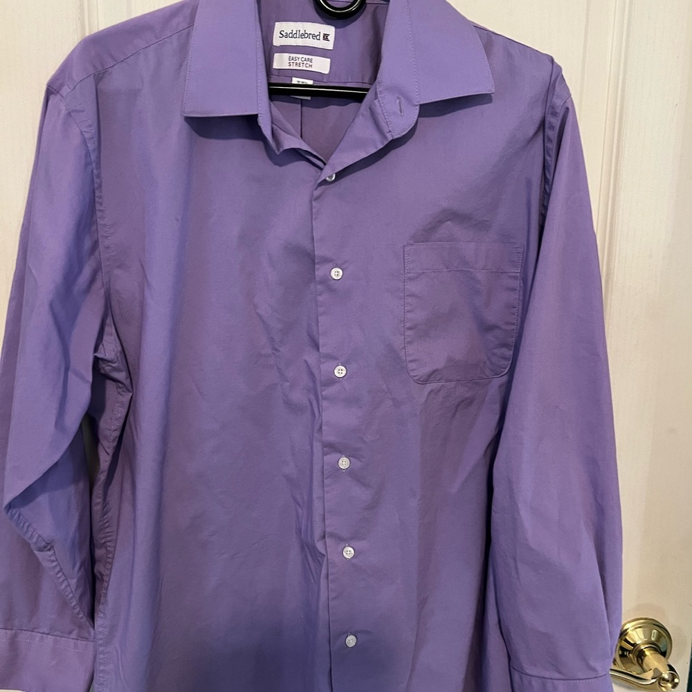Saddlebred Men's Purple Button-Down Dress Shirt large 16-16.5 neck 32/33